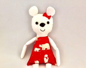 Polar Bear Plushie in Christmas Dress