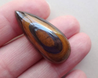 Tiger Eye teardrop cabochon 33x15mm long brown natural stone cabochon
