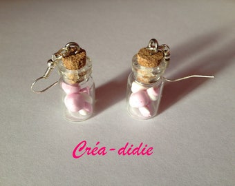 Vials of Marshmallow earrings.