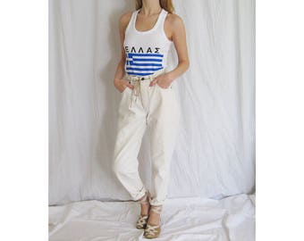 90s High Waist White Jeans 27