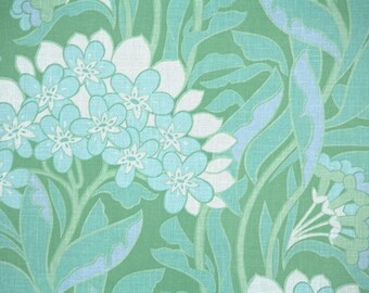 Retro Wallpaper by the Yard 70s Vintage Wallpaper - 1970s Teal Aqua and White Tropical Floral