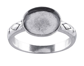 Sterling Silver 10 x 8mm Oval Cabochon Ring Mounting