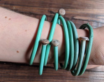 Knitters Bracelets - Green Plastic Knitting Needle Braclets
