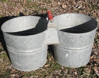 Vintage Nesco Galvanized Double Bucket -Vintage Twin Pail Metal Bucket