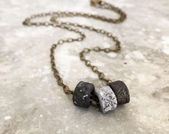 Pit Fired Ceramic Beads Necklace, Long