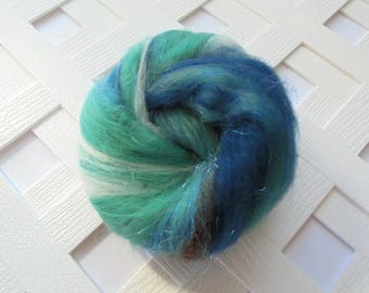 EARTH, SEA, and SKY Spinning Fiber, Soft Art Batt, Merino, Art Batt to Felt, Polwarth Art Batt, Alpaca Batt, Silk Spinning, Spinning Fiber