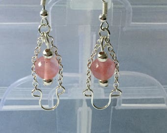 Cherry quartz earrings
