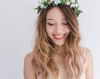 white wildflower flower crown / wedding flower crown / baby's breath headpiece / gypsophila spring flower crown / bridal flower crown