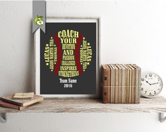 Baseball coach gift, coach Appreciation, base ball team gift, baseball printable, baseball, custom, coach Leaving gift, retirement, BB1