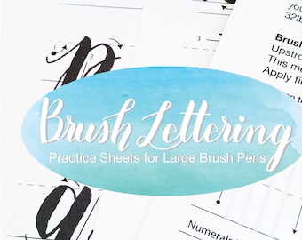 Brush Lettering Practice Sheets for Large Brush Pens, Hand lettering practice sheets, Modern Calligraphy practice sheets