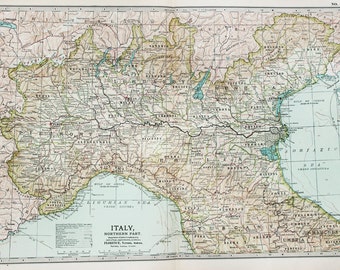 Antique Map : Northern Italy, Alps, Mountains. Encyclopedia Britannica, 1890s (31)