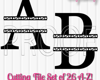 Split Letter SVG Set of 26 Cut Files Includes A through Z! svg/jpg/png formats included. Commercial use ok! split Letter svg set
