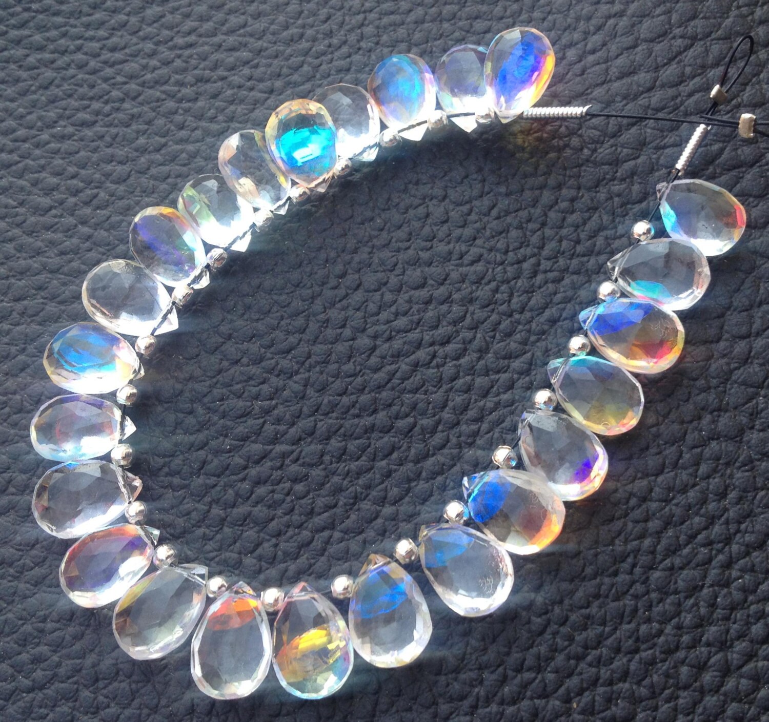 10 Matched pairs Rainbow Moonstone Quartz Faceted Faceted