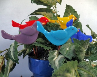 Bird, Plant stake, Fused Glass, suncatcher, garden box, garden stake