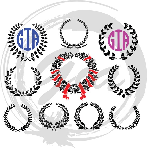 Download Leaf Wreath SVG laurel wreaths clipart wreath monogram frame