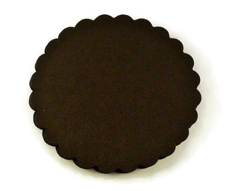 Three Inch Die Cut Paper Scalloped Circles 3 inch Circles in Jet Black Set of 25
