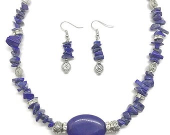 Lapis Lazuli Earrings, Lapis Necklace, Lapis Lazuli Jewelry, Lapis Earring, Lapis Jewelry, Lapis Jewelry Set, Blue Jewelry Set, Blue Jewelry