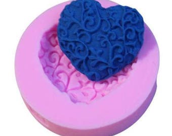 Filigree Heart Mold Candy Chocolate Soap Ice Crayon Candle Fondant Baking Supplies Jenuine Crafts