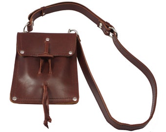 LARGE Leather Pouch Purse, iPad Case, Man Bag - Burgundy