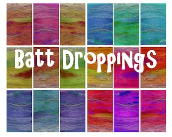 BATT DROPPINGS - spinning Batt - 50g - 1.7oz - Random Fibre Batts - spinning - felting