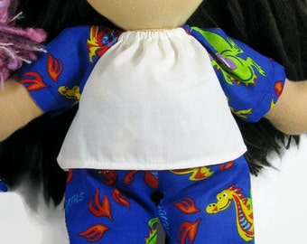 SALE 14 to 15 inch Waldorf dragon pajamas, doll clothes, handmade doll sleepwear