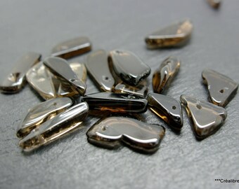 Set of 20 black smoky quartz beads