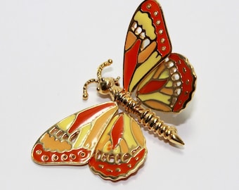 Vintage Enamel Butterfly Pin gold tone