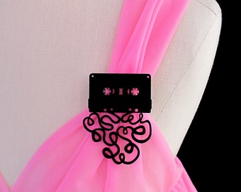 The Mixtape Breakup Brooch / Pin - Laser Cut Acrylic - Cassette Tape (C.A.B. Fayre Original Design)