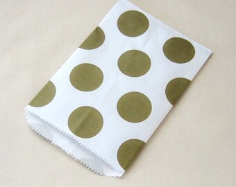 50 4x6 Antique Gold Dot Gift Bags, Small Flat Paper Bags - 4 3/4 x 6 3/4 inch actual size