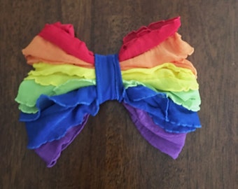 Ruffle Headband- Rainbow Ruffle Headband- Rainbow Headband- Rainbow Ruffles- Headband- Large Bow Headband- Rainbow Ruffle Bow