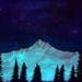 Snowy Mountain Night Painting Glow In The Dark Art Blacklight