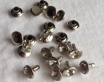 10 PCs pin rhinestone gold or silver color rivets