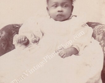 Antique Cabinet Photo Pouty Face Sweetheart Baby