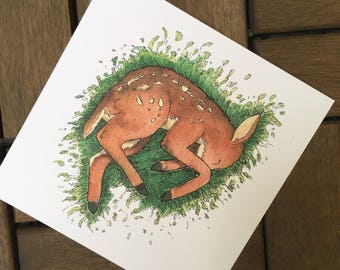 Sleep tight - Fawn - post card 14, 8 x 14, 8 cm, 300 g