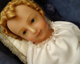 Vintage Religious Wax Jesus Christ Child Infant Sculpture Doll