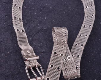 Mesh belt silver metal