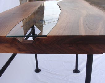Wood and Glass River Table