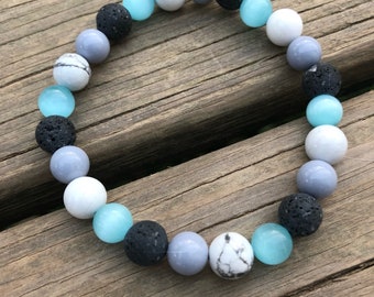 Free shipping! | Oil diffuser bracelet | essential oil bracelet | gray lava bead bracelet | grey lava beads