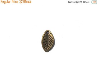 HALF PRICE 10 Small Bronze Leaf Charms - 11mm