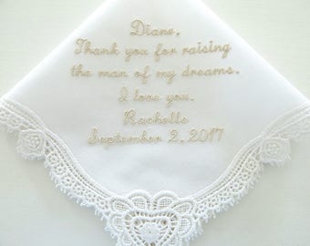 Ivory Mother of the Groom Wedding Hankerchiefs, Wedding Hankies, Hankerchiefs for Bridal Party, hankerchiefs, moms handkerchief