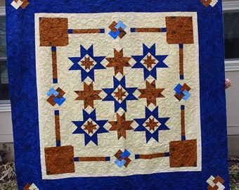 Stars are in the Cards: Artist-Designed, Unique Handmade Quilt (100"x100")