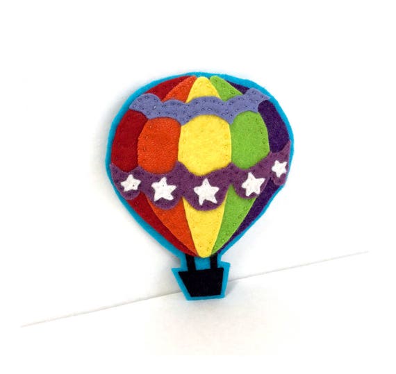 Hot Air Balloon Patch Felt Pattern Rainbow Softie Print and