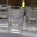 Libbey Shot Glasses Vintage 1950's White Stripe Glass Jigger Clear Fluted Shot Glass Set of 3 Whiskey Shooter Barware Collectible Man Cave