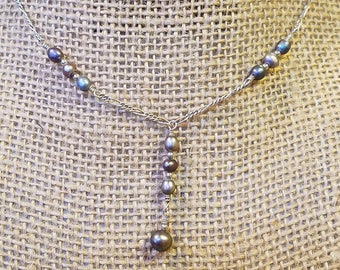 Vintage Sterling Pearl Pendant/necklace, sterling necklace, sterling pearl necklace