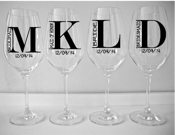 SINGLE DIY Wine Glass Decal Monogram with Title and Date SINGLE DIY Wine Glass Decal Monogram with Title and Date