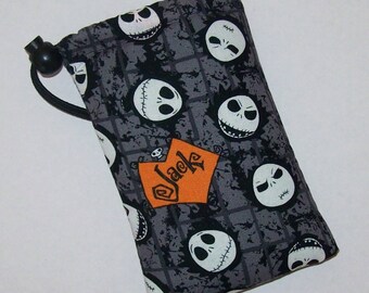Pipe Pouch, Jack Skellington, Pipe Bag, Pipe Case, Nightmare Before Christmas, Padded Pipe Pouch, Goth, 420, Smoke Accessory - 5" DRAWSTRING