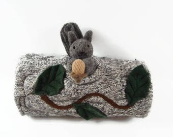 Hollow Log Animal Home, waldorf toy, all natural toy, eco friendly toy, stuffed toy, woodland toy