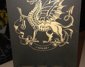 Vintage Slate month, and day keeper..with Wales logo