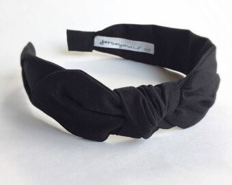 Cute bow Headbands for women narrow side knot headband Women's Fabric Headband side knot topknot bow Adult headband woman Woman . Black