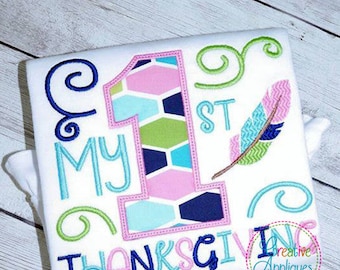 My 1st Thanksgiving Digital Machine Embroidery Applique Design 4 Sizes, 1st thanksgiving applique, first thanksgiving applique embroidery